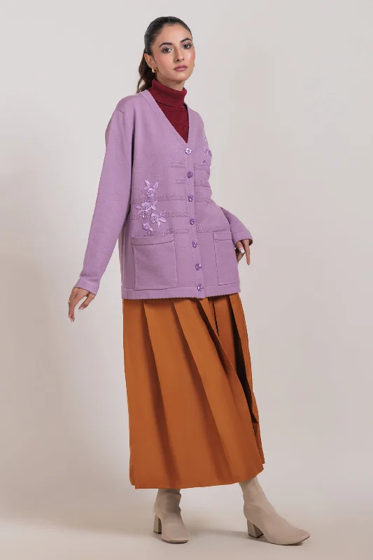 D-PLUM-V-NECK FULL SLEEVES CARDIGAN SWEATER (24X-044-66)