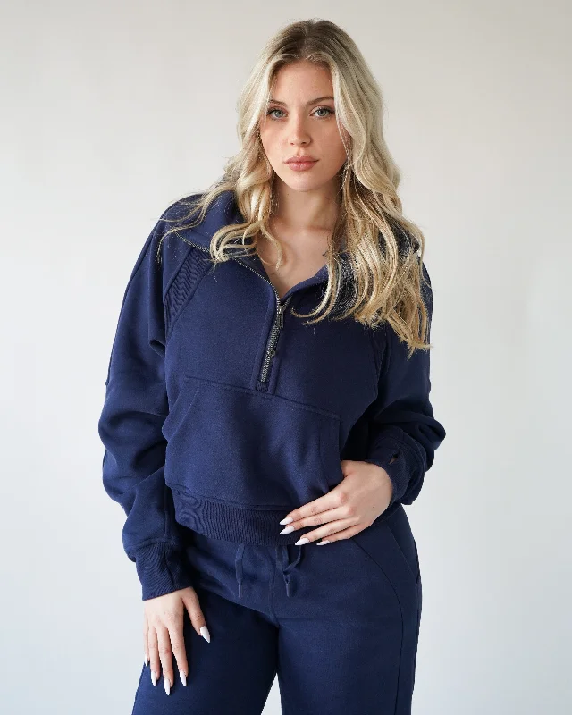 Lounge Half-Zip Sweatshirt - Navy