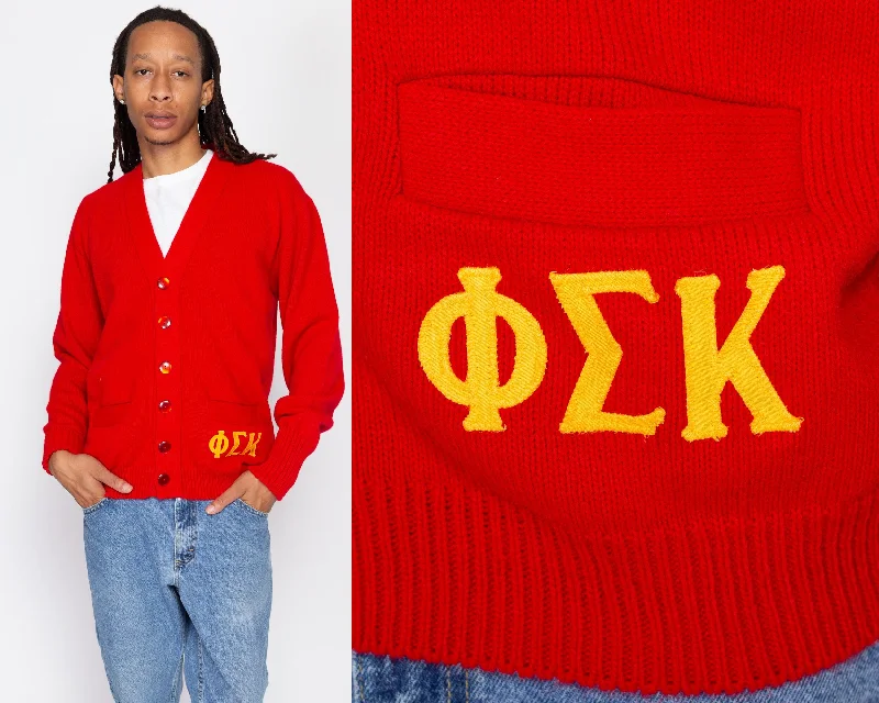 Large 70s Red Phi Sigma Kappa Fraternity Cardigan