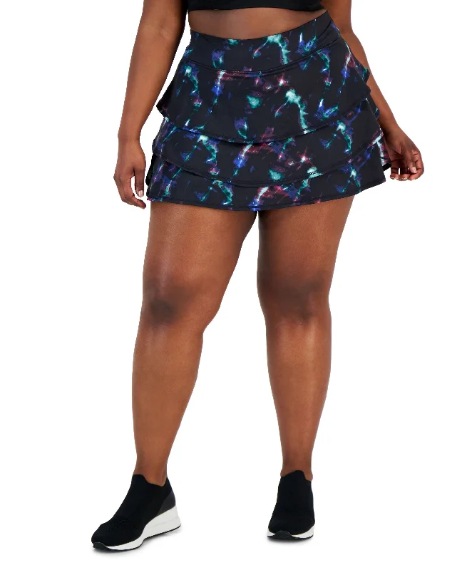 ID Ideology Plus Size Printed Celestial Sky Flouncy Skort