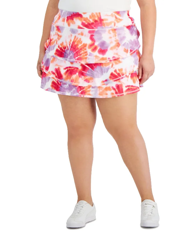 ID Ideology Trendy Plus Size Tie Dyed Skort