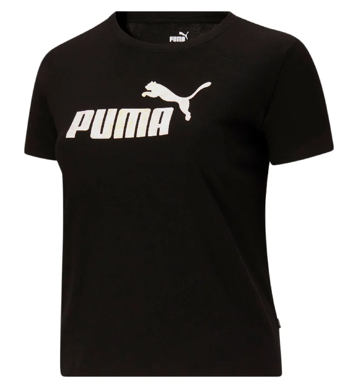 Puma Plus Size Floral Logo Cotton T-Shirt