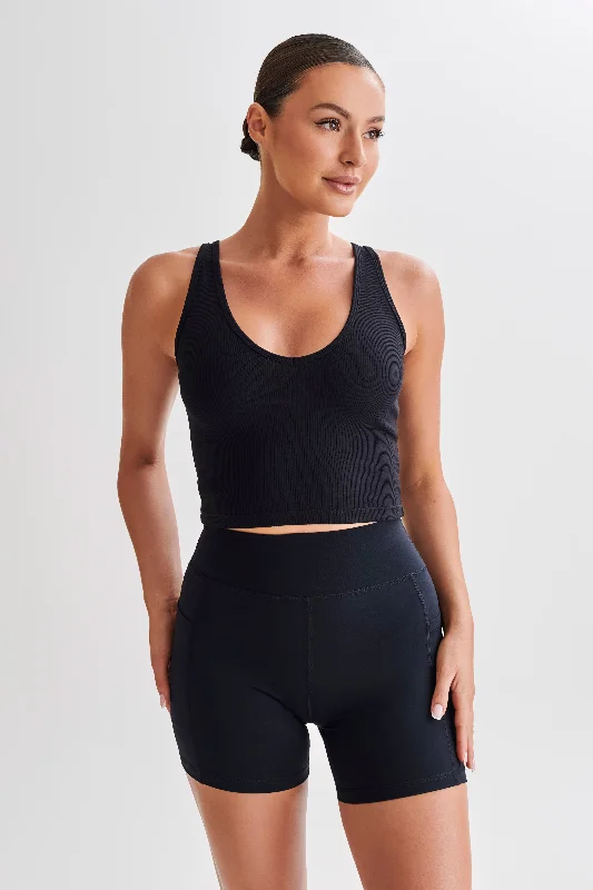 Rory Ribbed Yoga Top - Black