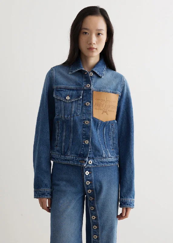 Denim Jacket With Leather Pocket