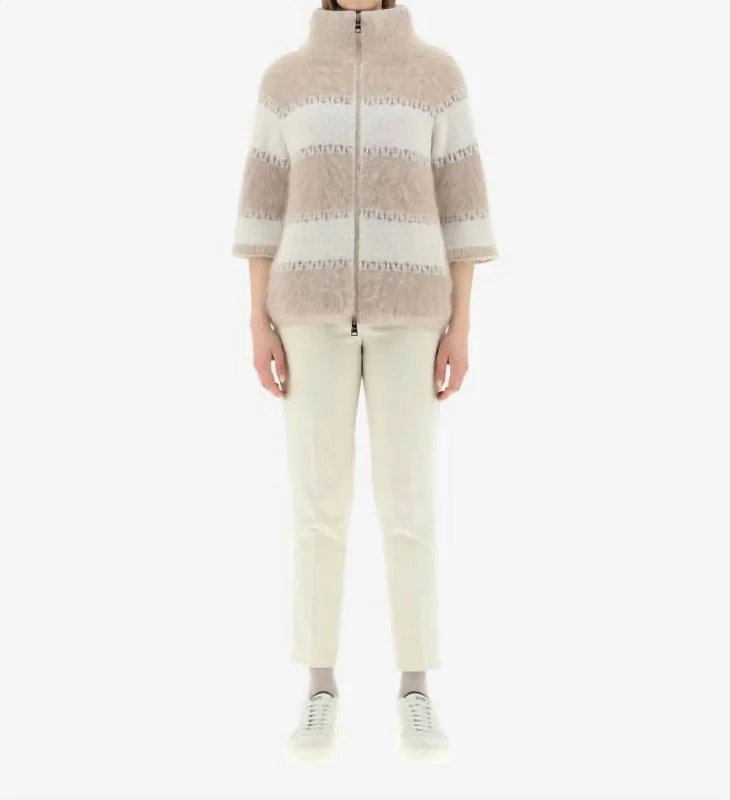 Fluffy Line Mohair And Lurex Jacket In Bianco