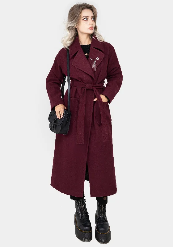 Meltdown Oversized Coat with Brooch - Red