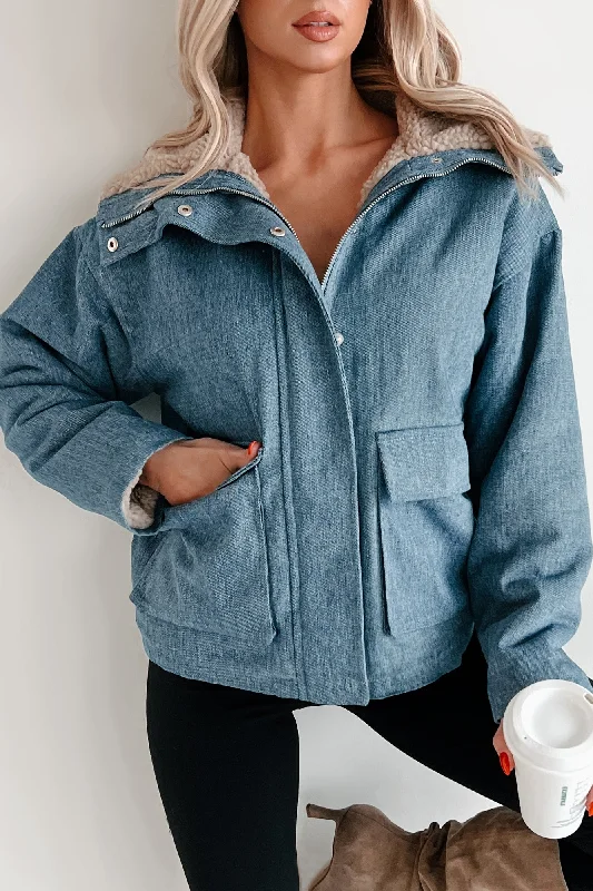 Taylee Fleece Lined Denim Jacket (Denim Blue)