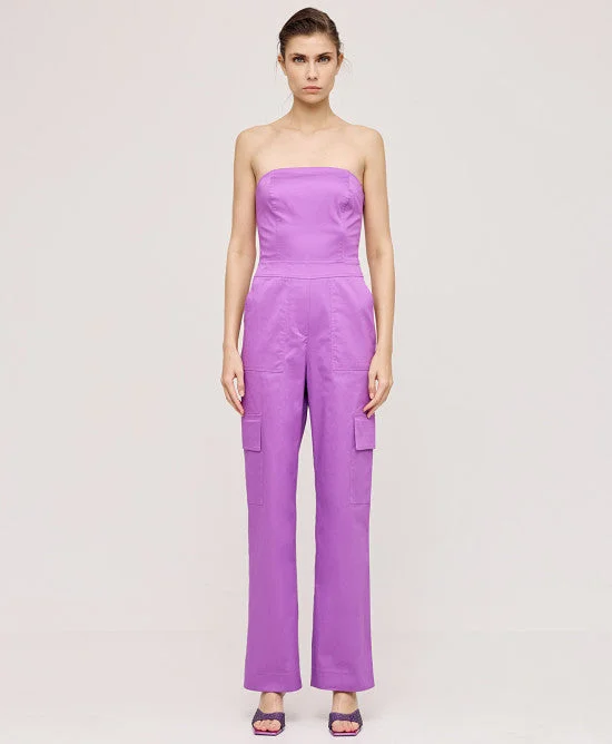 Access Fashion Violet Strapless Jumpsuits