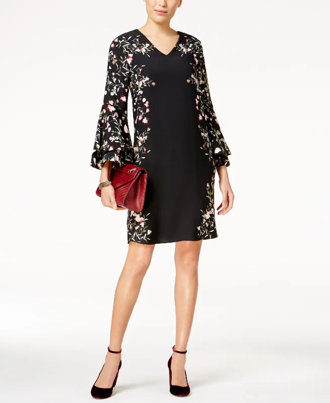 Alfani Printed Floral Bell Sleeve Dress