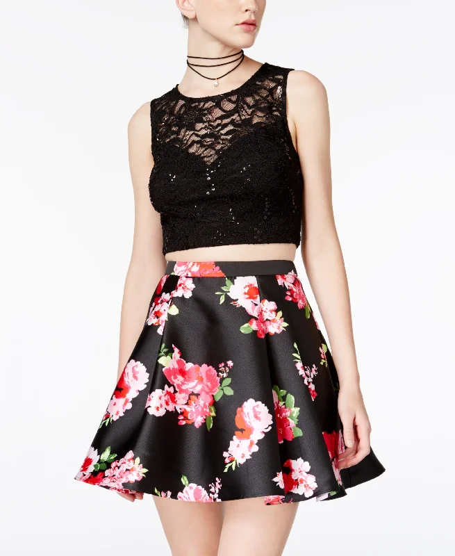 B Darlin 2 Pc. Lace Floral Print Dress