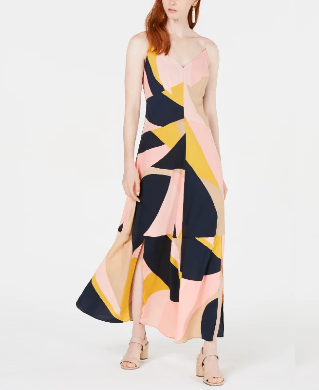 Bar III Colorblocked Double Slit Maxi Dress