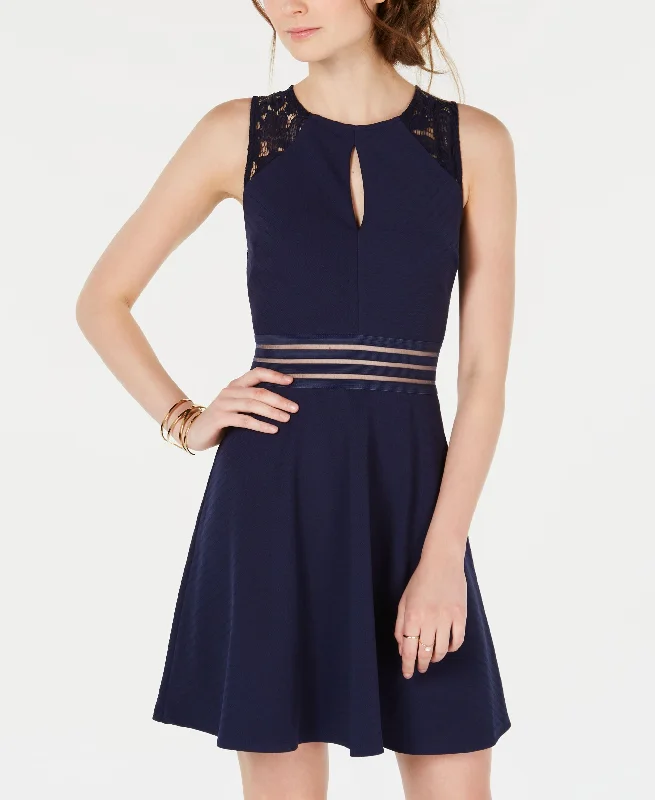 City Studios Juniors Lace Trim Fit Flare Dress