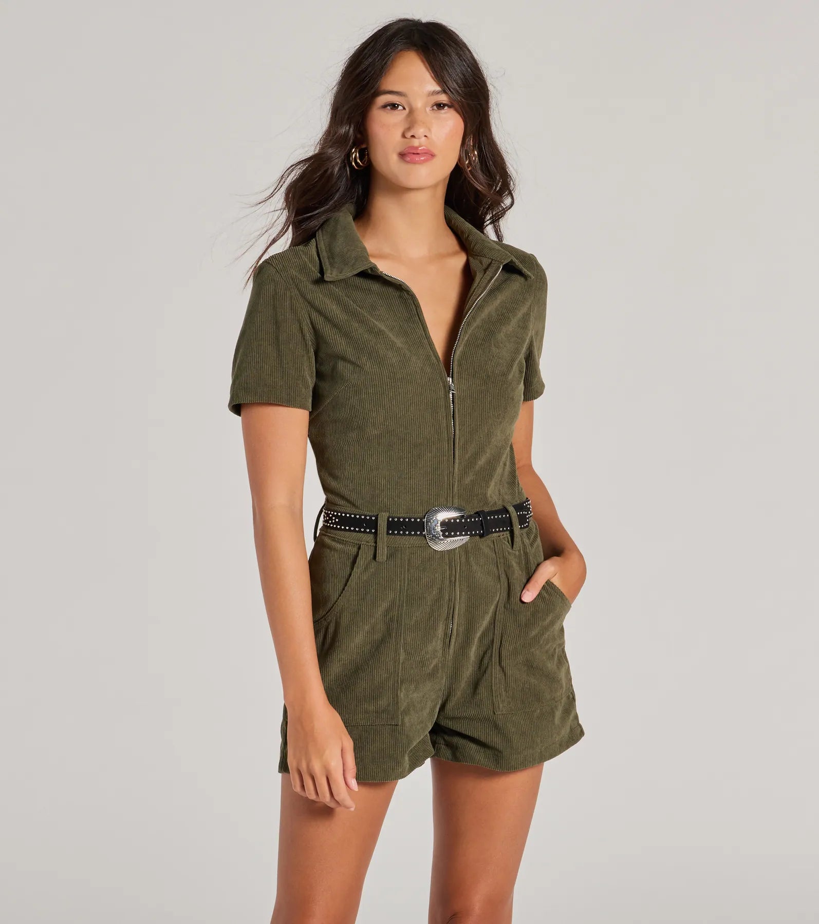 Cute Trend Corduroy Short Sleeve Romper