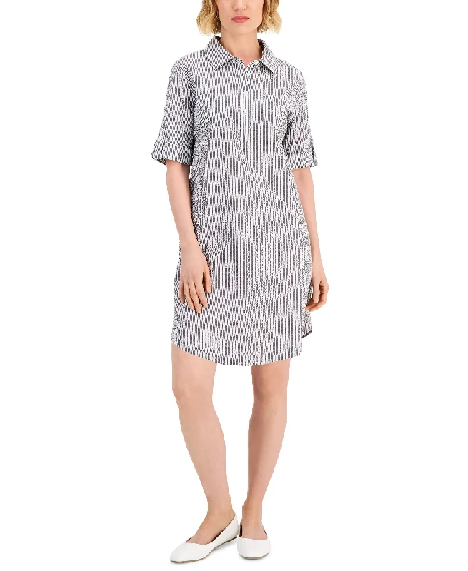 Karen Scott Seersucker Shirtdress