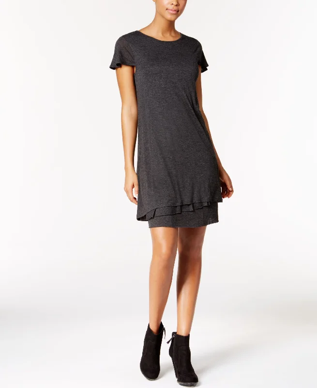 Kensie Heathered Tiered Hem Dress