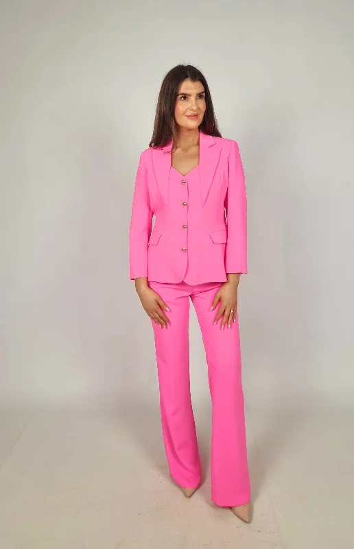 Laura Bernal Shocking Pink Two Piece Trouser Combination