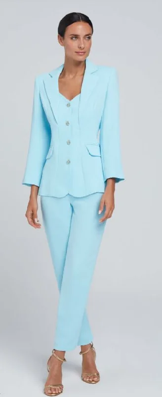 Laura Bernal Cyan Blazer & Trouser Combination