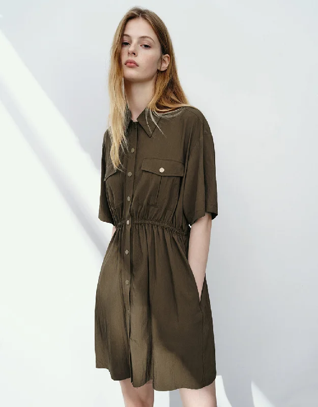 Press Button A-Line Shirt Dress