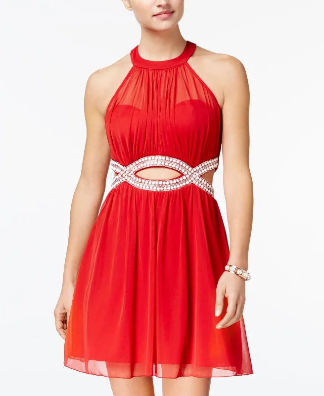 Speechless Juniors Embellished Infinity Halter Dress