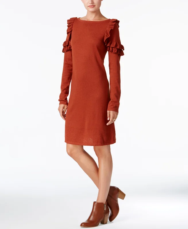 Style & Co Ruffle Shoulder Sweater Dress