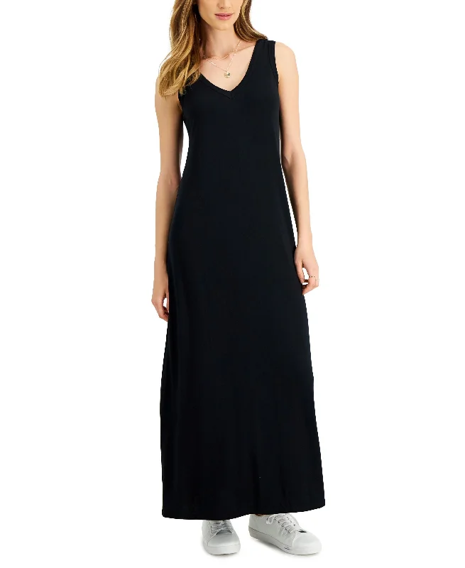 Style & Co Womens V Neck Sleeveless Maxi Dress