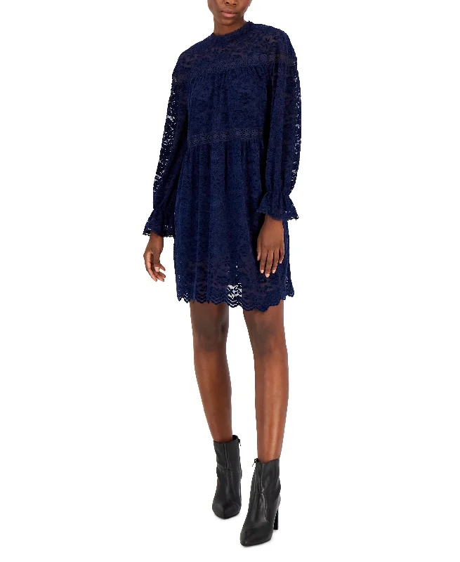 Tahari Asl Lace Mock Neck Shift Dress