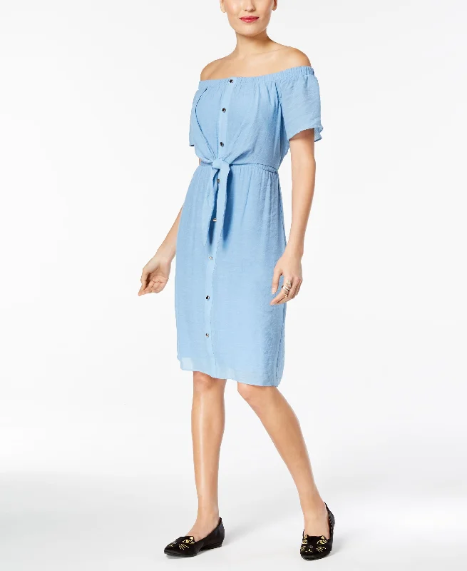 Thalia Sodi Off The Shoulder Tie Waist Dress