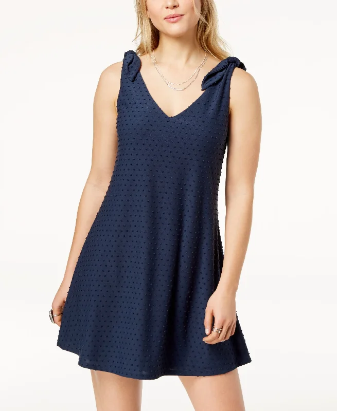 Trixxi Juniors Knot Shoulder Textured Fit Flare Dress