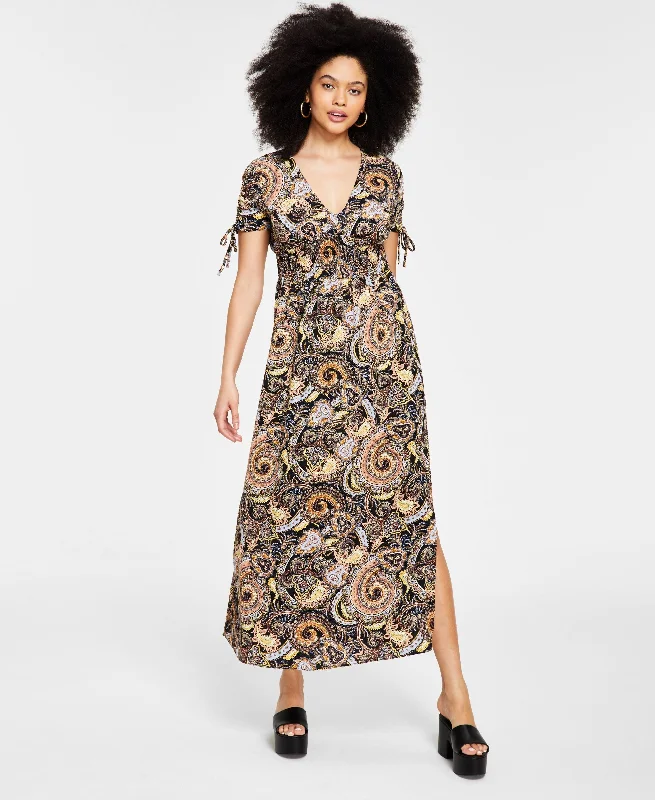 Women's Paisley-Print V-Neck Maxi Dress