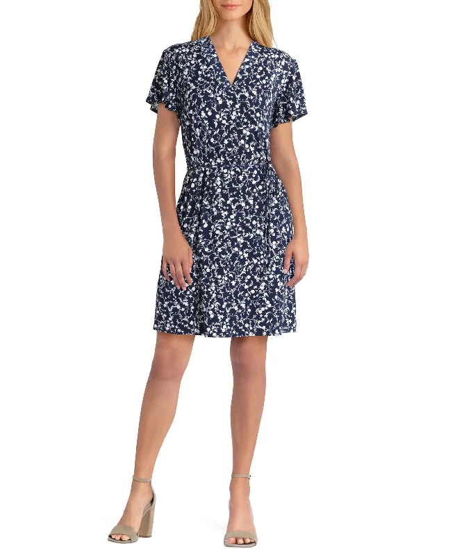 Womens Short Sleeve V Neck Dress