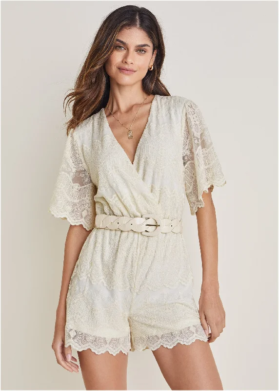 Lace Romper - Cream