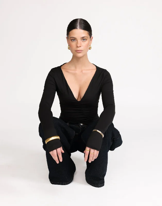 Viola Long Sleeve Top (Black)