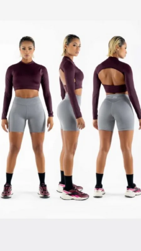 Workout Burgandy Long Sleeve Top (Ref-CB062