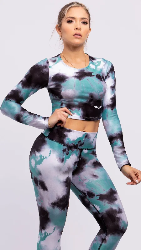 Workout Tie dye Long Sleeve Crop Top (Ref-CB028)