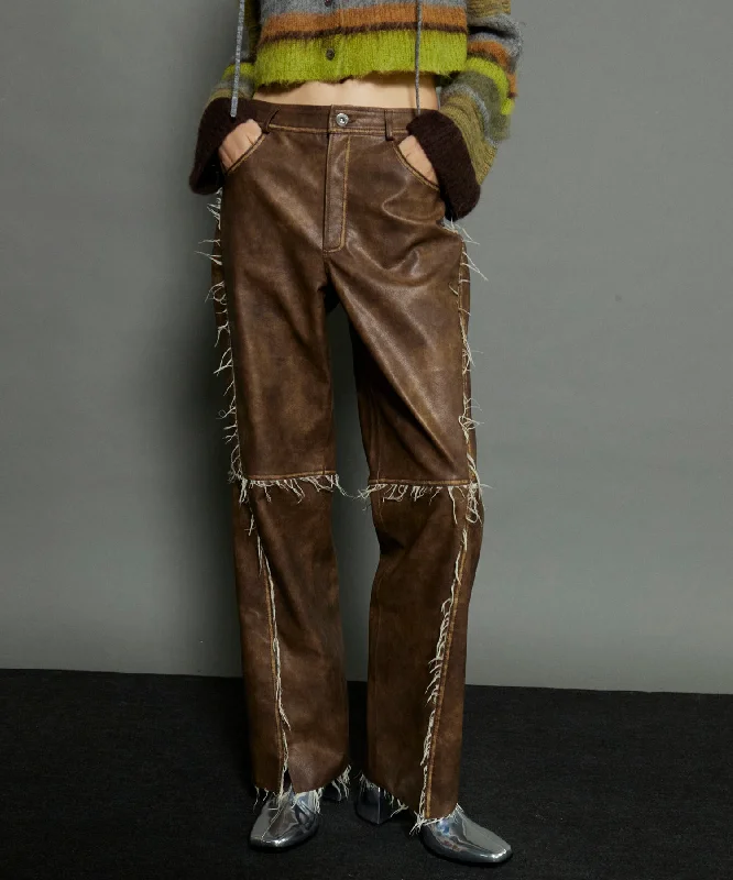 [24Autumn PRE-ORDER] VEGAN LEATHER CUT OFF PANTS