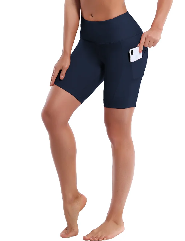 8" Side Pockets Yoga Shorts darknavy