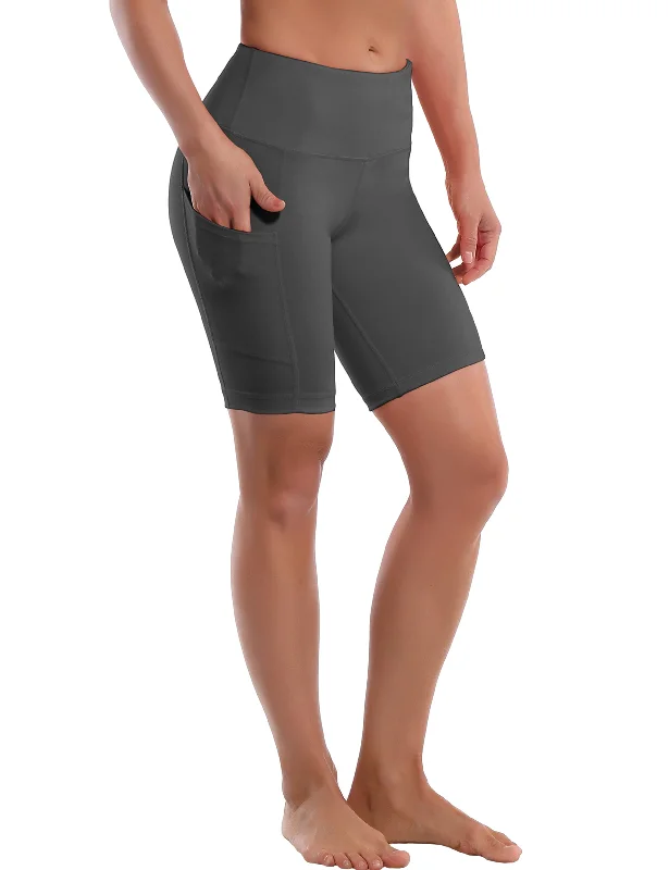 8" Side Pockets Yoga Shorts shadowcharcoal