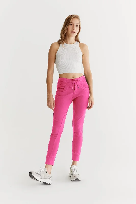 Mila Mid Waist Jogger 5 Pocket Ankle Pants Pink