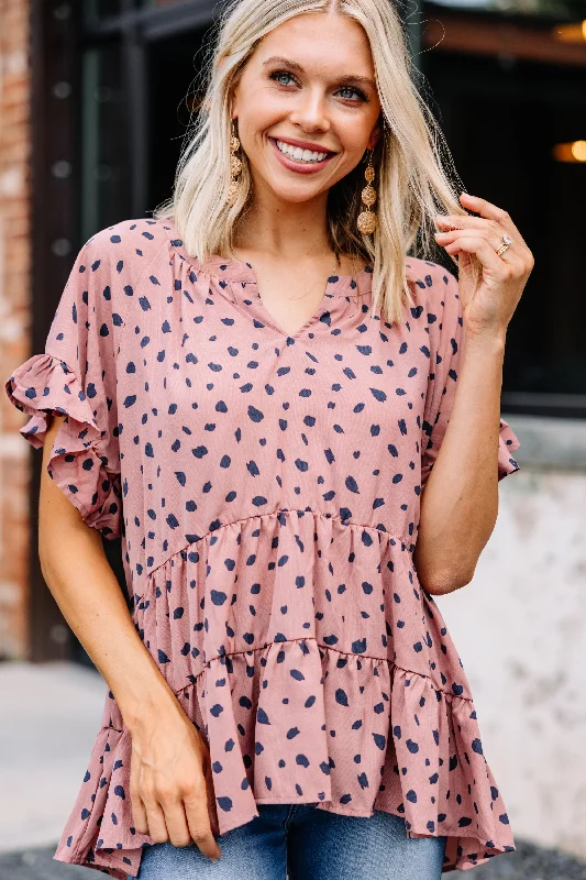 It's All For You Rose Pink Spotted Top