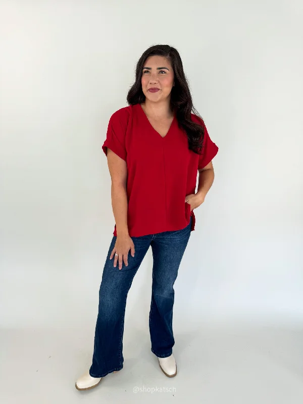 Jamie V Neck Center Seam Blouse