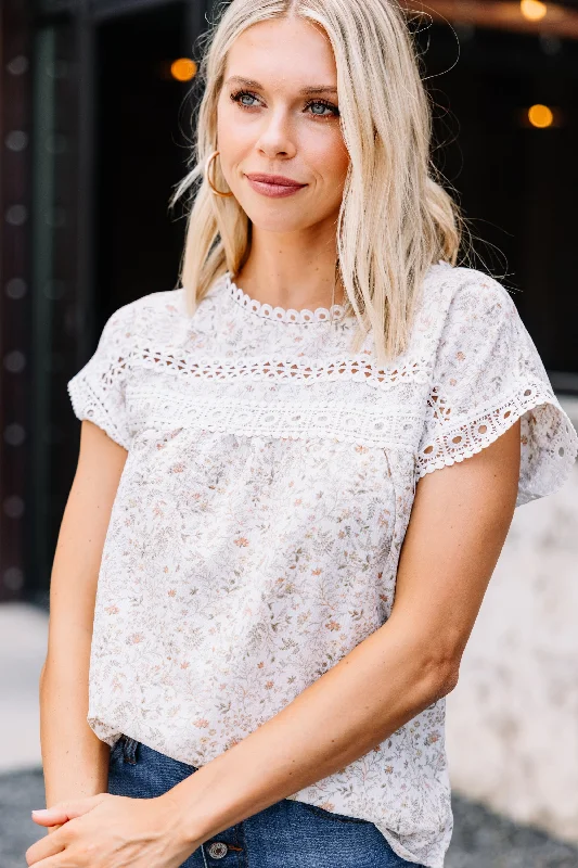 Live In Love White Ditsy Floral Blouse