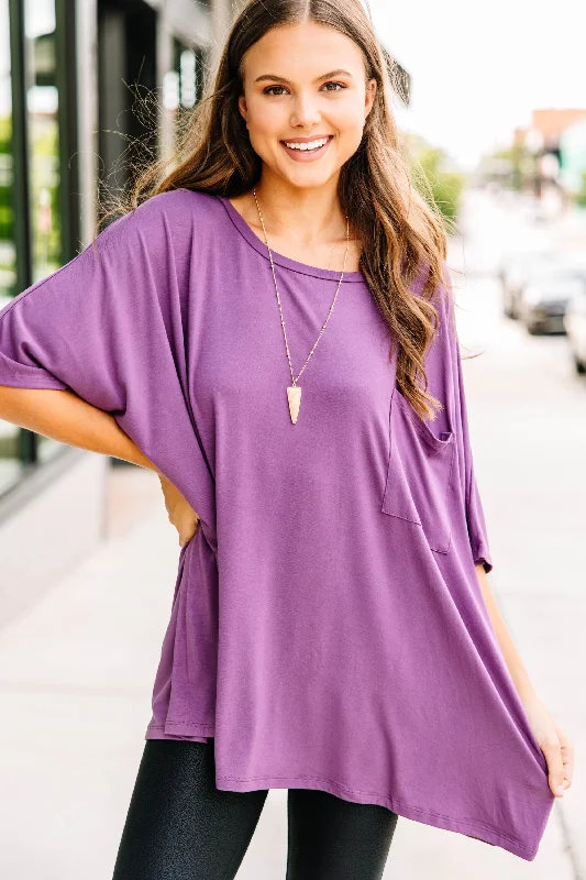 On Your Time Eggplant Purple Oversized Top