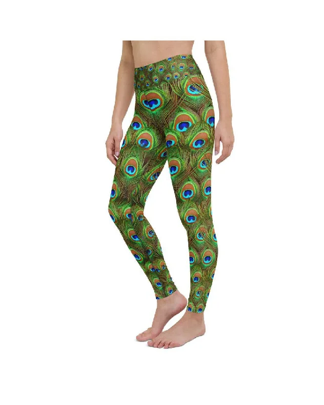 Peacock Feathered Yoga Pants