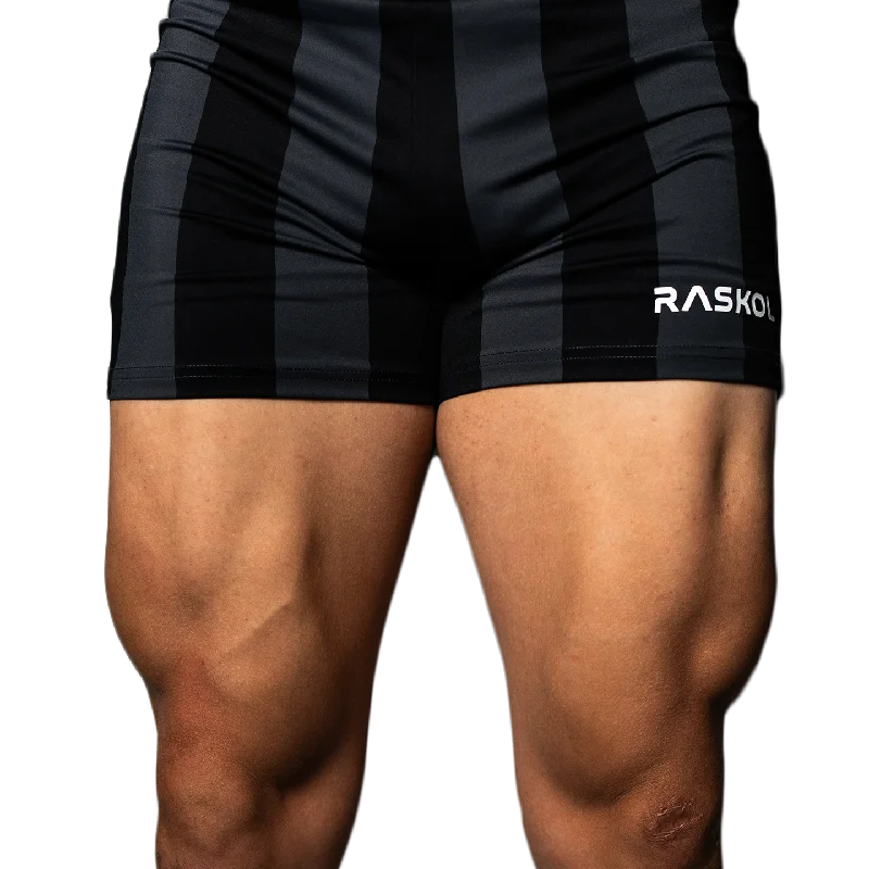 RASKOL Charcoal Striped Bodybuilding Compression Shorts