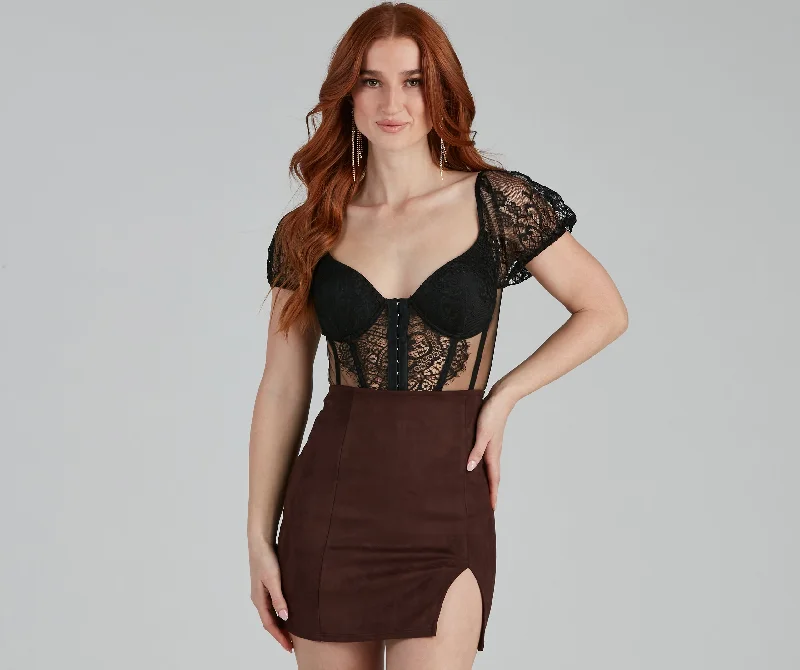 Romantic Fling Cap Sleeve Corset Bodysuit