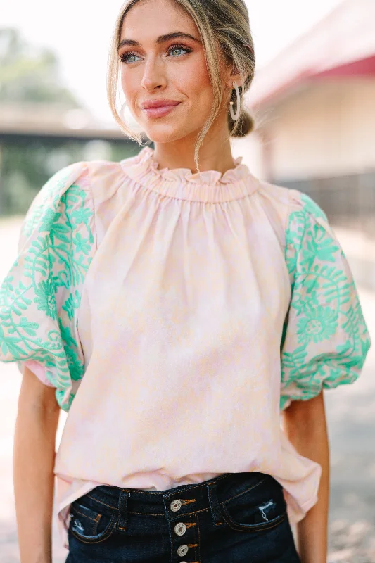 THML: Trust Me Pink Embroidered Blouse